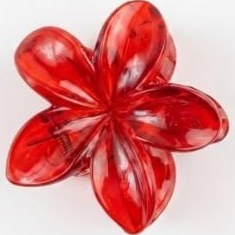 Resim Lotus Saç Tokası - Büyük Boy 8 cm, Tekli Saç Tokası, Lotus Çiçeği Tasarımı (Kırmızı) 