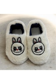 Resim Şekerkids Erkek Çocuk Tüylü Peluş Pofuduk Figürlü Kaydırmaz Taban Kreş Ev Okul Panduf 