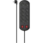 Resim Genel Markalar 10'lu Akım Korumalı Priz, 2 switches, 2m, Siyah 