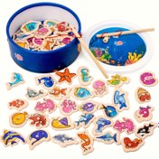 Resim Renkli Manyetik Ahşap Balıkçılık Oyunu, Çocuklar için Etkileşimli Deniz Yaşamı Oyuncak – Odaklanma ve El-Göz Koordinasyonu Geliştirir, Bilişsel Gelişim Hediyesi, Mükemmel Noel veya Cadılar Bayramı Hediyesi 