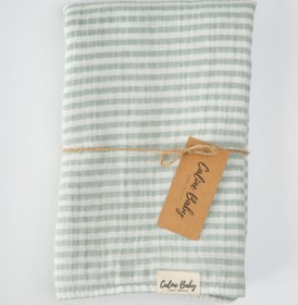Resim Caline Baby 2 Kat Çizgili Müslin Kundak Bezi 20/20 - 120x120 Cm Yesil 