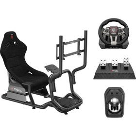 Resim THULL Gaming Yarış Simülatörü Kokpiti Ve Yarış Direksiyon Vites Pedal Seti Thl-gdpcr-01 