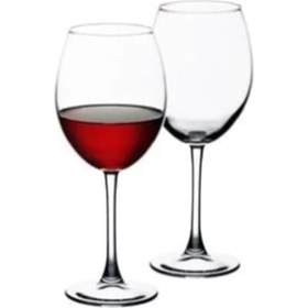 Resim 2'li Şarap Kadehi Seti - Lüks Uzun Saplı Cam Şarap Kadehi 500 ml 