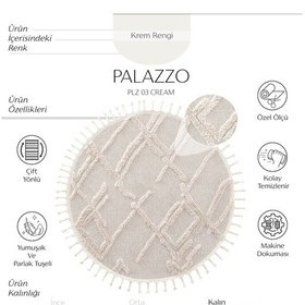 Resim Cool Halı Palazzo 03 Krem Bukle Salon Halısı Hav Toz Vermez Mutfak Koridor Çocuk Odası Halısı Yuvarlak Halı 