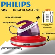 Resim Philips Perfectcare Compact Essential Buhar Kazanlı Ütü Mor Oneblade Hediye 