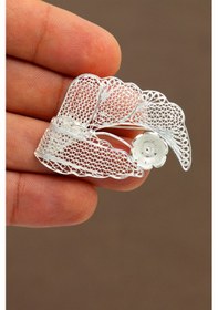 Resim Yapraklı Çiçek Model 925 Ayar Gümüş Telkari Broş 201022057 