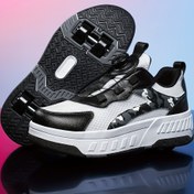 Resim Genç Çıkarılabilir Tekerlekli Kaykay - Erkek, Kız ve Gençler için Çok Yönlü Retro Kaykay Ayakkabıları, Mesh Üst ve TPR Taban ile Şık Düşük Üst Sneaker'lar, Açık Hava Aktiviteleri ve Günlük Giyim için Mükemmel, Kaykay Ayakkabıları 