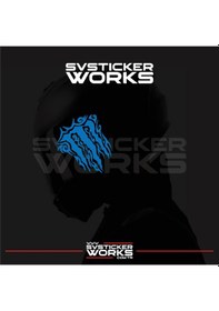 Resim Monster Kask Sticker Tüm Kasklar Uyumlu Tek Yön 1 Adet Mavi 