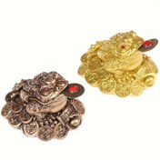 Resim Şanslı Para Kurbağası Figürü - Ev & Ofis Dekoru için Feng Shui Şanslı Kurbağa, Reçine İşçiliği, Güç Gerektirmez 