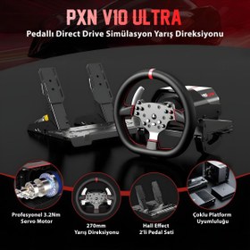 Resim pxn V10 Ultra Direct Drive Yarış Direksiyon Seti - 3.2Nm Servo Motor - PC, PS4, Xbox uyumlu 