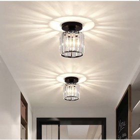Resim Modern Luxury Plafonyer Tavan Kristal Taşlı Avize Hol Antre Avize Siyah Siyah 