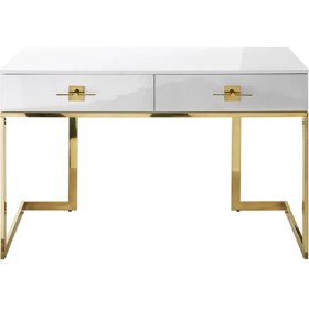 Resim Hitit Dekorasyon Rihanna Gold Metal Beyaz Çalışma Masası 