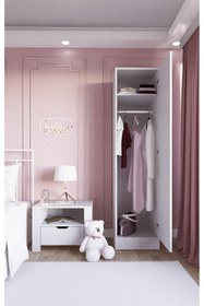 Resim midoser Daisy 45 Cm Beyaz Tek Kapılı Elbise Dolabı - Gardırop 