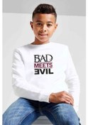 Resim Bad Meets Evil Logo Baskılı Unisex Çocuk Beyaz Sweatshirt Beyaz 