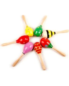 Resim Najmaddin Renkli Ahşap Marakas Boncuklu Ritim Çıngırağı Çocuklar Için Eğitici ve Eğlenceli Müzik Aleti 