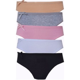 Resim 5'li Kadın Fitilli Bikini Renkli Esnek Yumuşak Külot Çok Renkli 