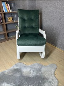 Resim Asedia Kontes Haki Yeşil Sallanan Sandalye Dinlenme Koltuğu Okuma Koltuğu 
