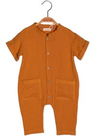 Resim Zeyland Unisex Bebek Cepli Müslin Tulum-Camel 