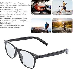 Resim Akıllı gözlük, mikrofonlu AI çevirmen gözlüğü, gerçek zamanlı video çevirisi polarize güneş gözlüğü, 100'den fazla dil, müzik arama fotoğrafını destekler (siyah çerçeveli güneş gözlüğü) 