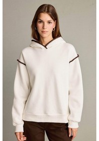 Resim Defacto Overshirt Fit Kapüşonlu Sweatshirt G3318ax25auer105 Ekru 