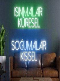 Resim Isınmalar Küresel Soğumalar Kişisel Yazılı Neon Tabela Yeşil 