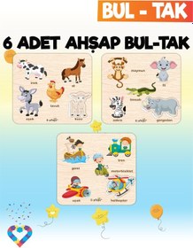 Resim Eğitici 6 Adet Bul-tak Oyuncak 