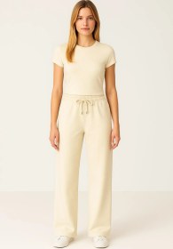 Resim Geniş Paça Eşofman Altı Bej 