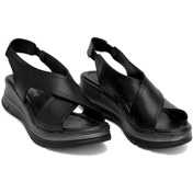 Resim Elit Koc25-62 Kadın Hakiki Deri Dolgu Topuk Sandalet Siyah Siyah 