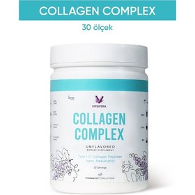 Resim Vitisfera Collagen Complex- %100 Saf, Doğal Tip I-ııı Çift Hidrolize Kolajen Peptitleri + Trans Resveratrol İçeren Gıda Takviyesi Nötr Tat, Şekersiz 