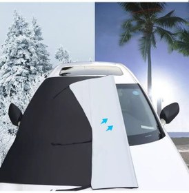 Resim Araba Ön Cam Kar Kaplı Gümüş Kumaş Antifriz Güneş Engelleyici Kapak 205x150x167cm 