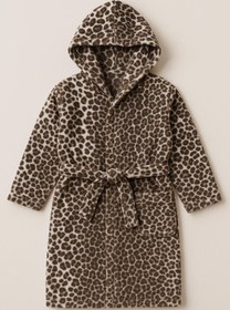Resim Wild Spirit Leopar Desenli Bebek & Çocuk Kapşonlu Bornoz - %100 Pamuk, Unisex Leopar baskılı - Leopar baskılı / 3-4 Yaş 