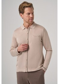 Resim Erkek Bej Trend Polo Yaka Gömlek Triko 26kc017005653 Bej Bej 