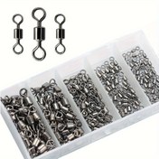 Resim 200 adet/takım Döner Varil Swivel, İğne Bağlantısı, Kutulu Balıkçılık Aksesuarları, 5 Boy, 2# 4# 6# 7# 8# 