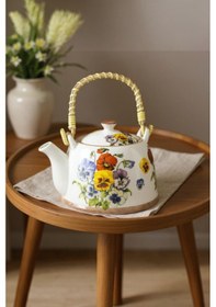 Resim Seramik Demlik, Bitki Çayı Demliği Süzgeçli 01 Çok Renkli 