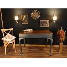 Resim Wooding Mobilya Wooding 100 Cm Masif Antrasit Ceviz Yemek Masası 