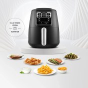 Resim Karaca Air Pro Cook XL 2 in 1 Konuşan Airfryer Black Chrome 4 Kişilik Fritöz 