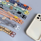 Resim Dağ Tokalı Çift Renkli Naylon Dokuma Boyun Askısı, Mobil Telefonlar, Kameralar ve Anahtarlar için Kaybolmaya Karşı Uzun Çapraz Askı - Taşınabilir Dış Mekan Yürüyüş Aksesuarı, Beyaz Polyester 