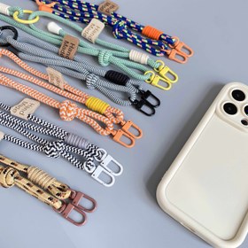 Resim Dağ Tokalı Çift Renkli Naylon Dokuma Boyun Askısı, Mobil Telefonlar, Kameralar ve Anahtarlar için Kaybolmaya Karşı Uzun Çapraz Askı - Taşınabilir Dış Mekan Yürüyüş Aksesuarı, Beyaz Polyester 