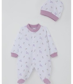 Resim Breeze Kız Bebek Patikli Tulum Çiçek & Yazı Desenli 0-6 Ay, Beyaz 