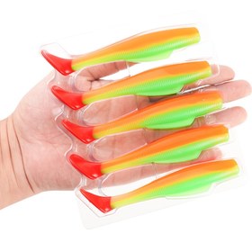 Resim 5 adet TPE Yumuşak Balık Tutma Yemleri, 12cm 13.5g T Kuyruk, Pike Bass Yüzen Takımları, Dayanıklı Kırılma Olmaz Pouch-Paketli, Karma Renk 