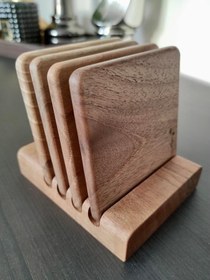 Resim Gerçek Ceviz Ağacından El Yapımı Bardak Altlığı- Hand Made Walnut Coaster (4lü) 