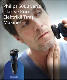 Resim Philips 5000 Serisi Islak&Kuru Tıraş Makinesi, 360 Yüz kıvrımı başlıklar, Hassas Düzeltici,S5445/03 