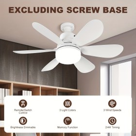 Resim 1 adet Akıllı Tavan Fanı Işığı Uzaktan Kumanda ile, Çok Fonksiyonlu E26/E27 Soket, Ayarlanabilir Renk Sıcaklığı, Basit Stil, Kolay Kurulum, Banyo, Yatak Odası, Çalışma Odası, Oturma Odası için Uygun, 25-40W Güç, 85V-265V Çalışma Gerilimi, Kablolu 