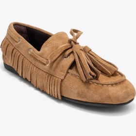 Resim Luvi Shoes Fenora Toprak Süet Hakiki Deri Saçaklı Püsküllü Kadın Loafer Ayakkabı Toprak 