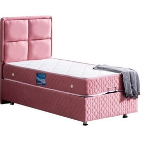 Resim Setaymobilya Baza, Grand Tek Kişilik Pembe Baza + Başlık + Orthosoft Yatak 