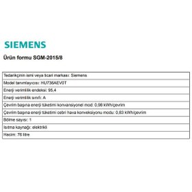Resim Siemens HU736AEV0T 76 LT Buhar Destekli Ankastre Fırın 