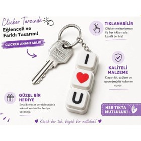 Resim I Love You Clicker Anahtarlık , Love Clicker Araç Anahtarlığı - Kalpli Araba Anahtarlık 