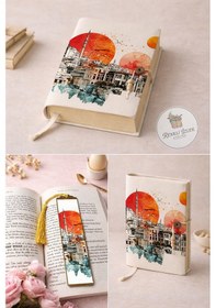 Resim Kitap Kılıfı Ve Metal Ayraç Seti İstanbul Günbatımı 