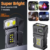 Resim 1 ultra parlak mini LED el feneri - şarj edilebilir taşınabilir COB çalışma lambası, dönebilir baş aydınlatma, metal klips ve mıknatıs ile, yerleşik büyük kapasiteli lityum pil, 7 mod, açık hava kampı tamir acil durumlar için uygun 