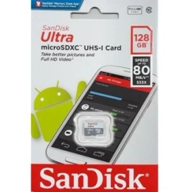 Resim SanDisk Ultra® 128GB 80MB/s microSDHC™/microSDXC™ UHS-I Hafıza Kartı SDSQUNS-128G-GN6MN 